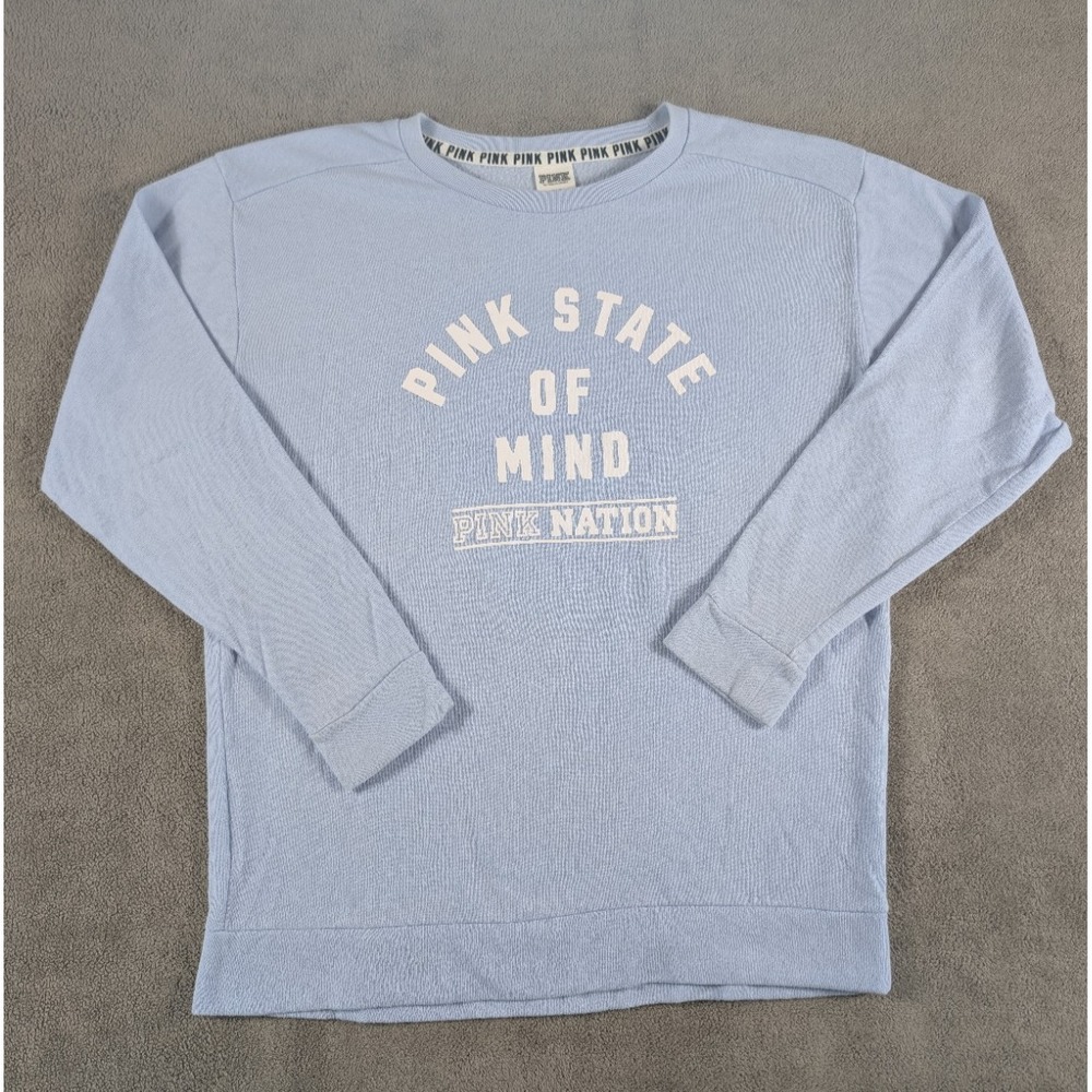 Victoria's Secret Pink Sweatshirt Women's Size S Light Blue Pink State‎ of Mind